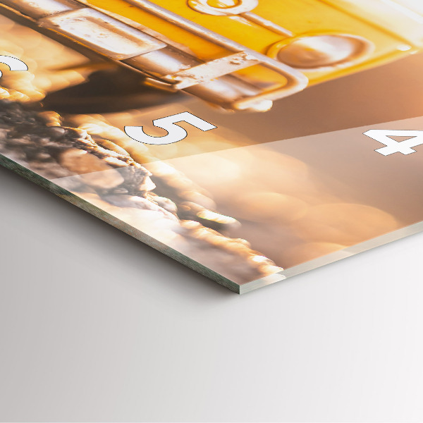 Ceas pătrat de perete din sticlă Masina in vacanta