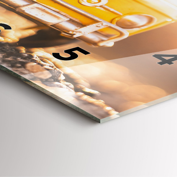 Ceas pătrat de perete din sticlă Masina in vacanta