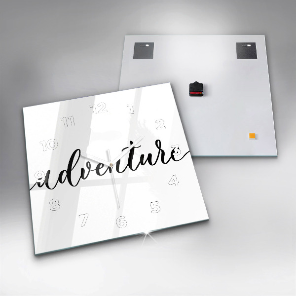 Ceas pătrat de perete din sticlă Inscripție de aventură