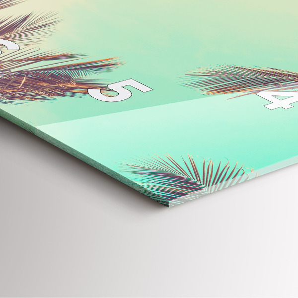 Ceas pătrat de perete din sticlă Palmieri tropicali