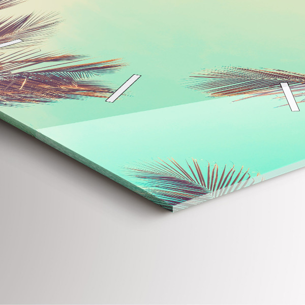 Ceas pătrat de perete din sticlă Palmieri tropicali