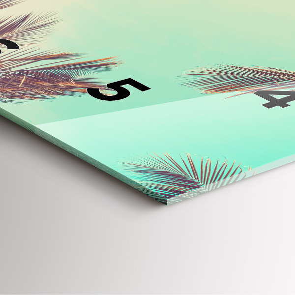 Ceas pătrat de perete din sticlă Palmieri tropicali