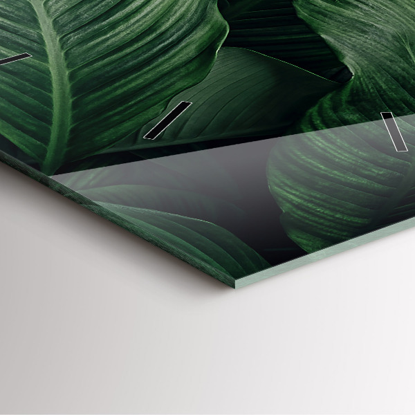 Ceas pătrat de perete din sticlă Monstera tropicală