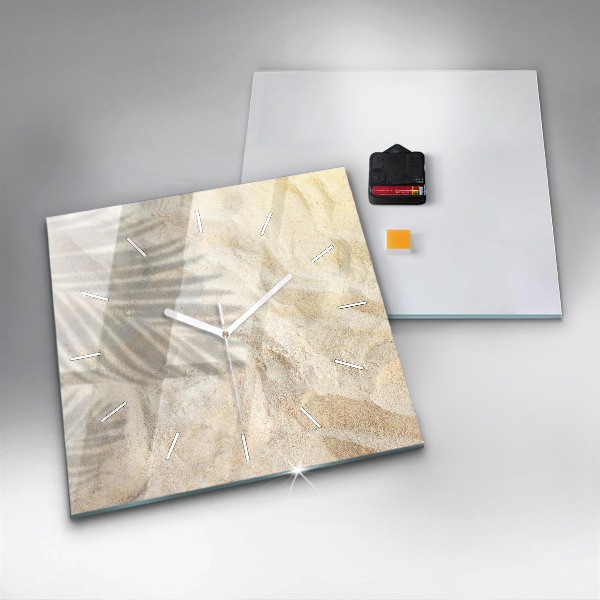 Ceas pătrat de perete din sticlă Umbra unui palmier în nisip