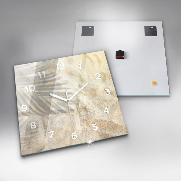 Ceas pătrat de perete din sticlă Umbra unui palmier în nisip