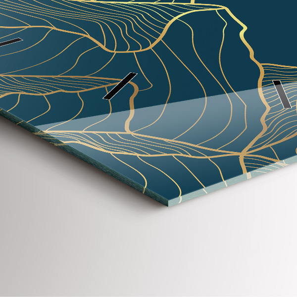 Ceas pătrat de perete din sticlă Schiță de munte