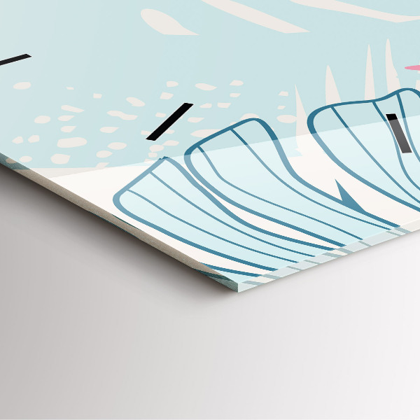 Ceas pătrat de perete din sticlă Frunze pastelate – tropice