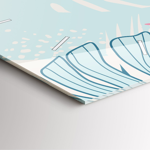 Ceas pătrat de perete din sticlă Frunze pastelate – tropice