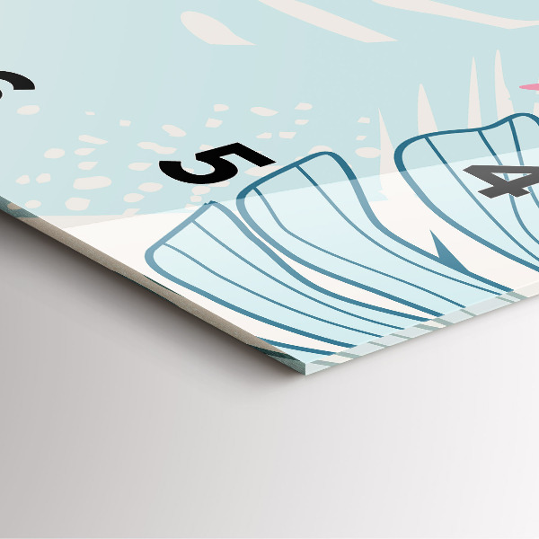 Ceas pătrat de perete din sticlă Frunze pastelate – tropice