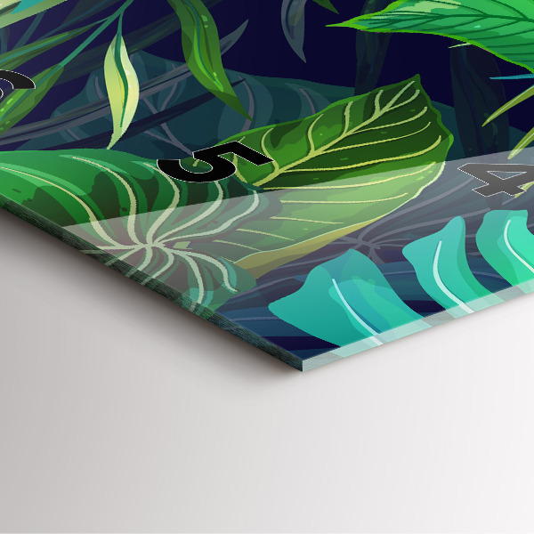 Ceas pătrat de perete din sticlă Frunze exotice