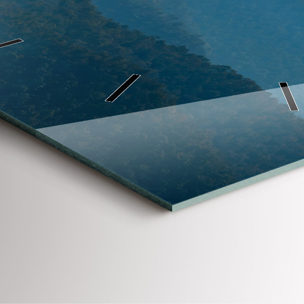 Ceas pătrat de perete din sticlă Peisaj montan abstract