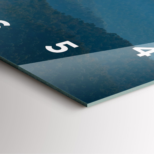 Ceas pătrat de perete din sticlă Peisaj montan abstract