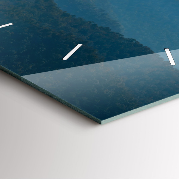 Ceas pătrat de perete din sticlă Peisaj montan abstract