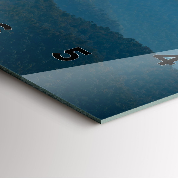 Ceas pătrat de perete din sticlă Peisaj montan abstract