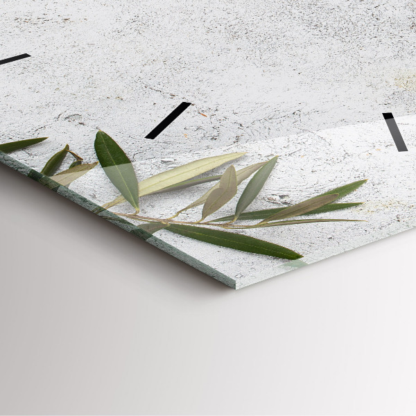 Ceas pătrat de perete din sticlă Măsline minimaliste