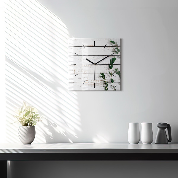 Ceas pătrat de perete din sticlă Scânduri luminoase din lemn