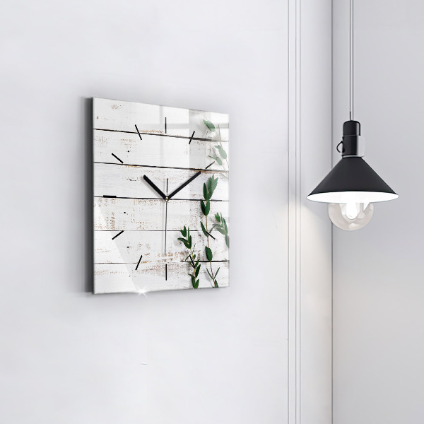 Ceas pătrat de perete din sticlă Scânduri luminoase din lemn