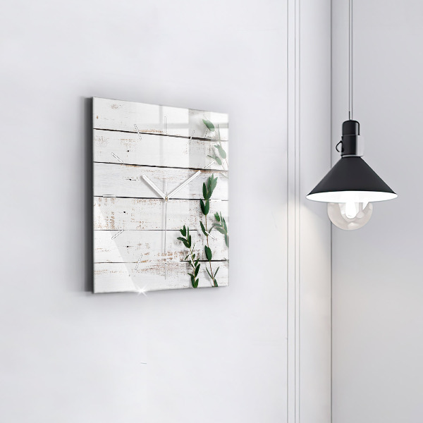 Ceas pătrat de perete din sticlă Scânduri luminoase din lemn