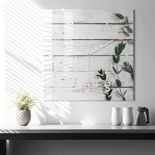 Ceas pătrat de perete din sticlă Scânduri luminoase din lemn