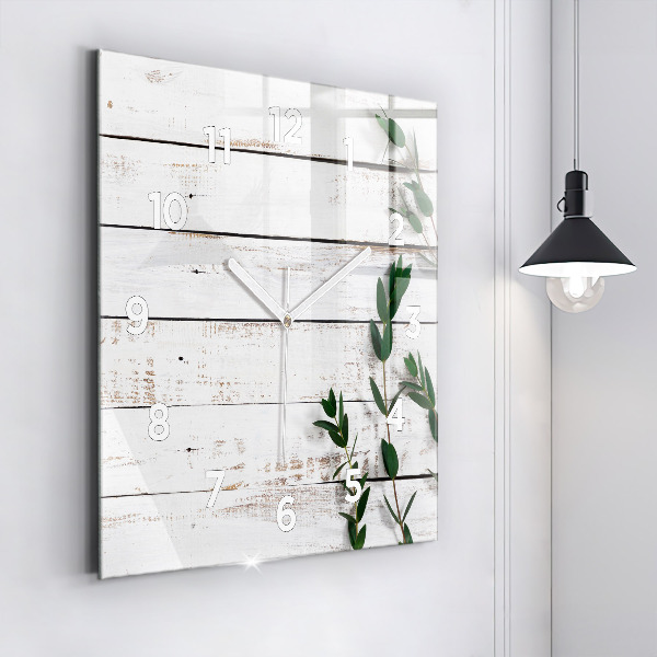 Ceas pătrat de perete din sticlă Scânduri luminoase din lemn