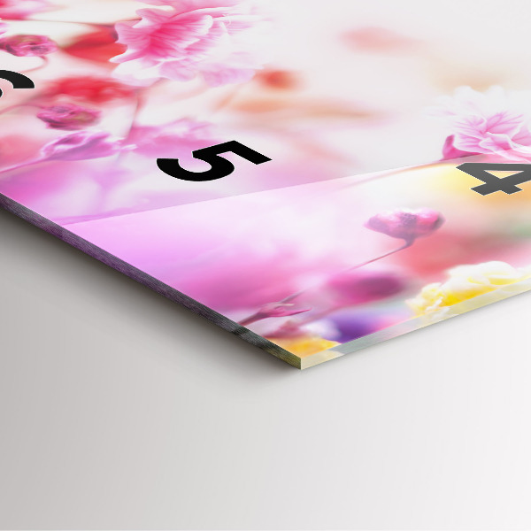 Ceas pătrat de perete din sticlă Flori în pajiște