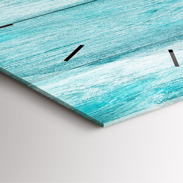 Ceas pătrat de perete din sticlă Lemn vechi albastru