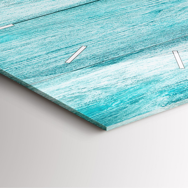 Ceas pătrat de perete din sticlă Lemn vechi albastru