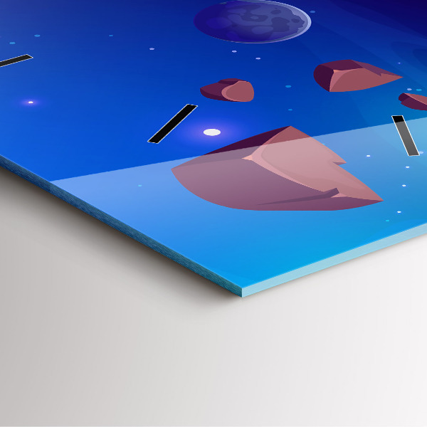 Ceas pătrat de perete din sticlă Planete galaxie