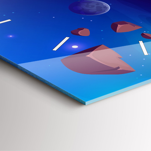 Ceas pătrat de perete din sticlă Planete galaxie