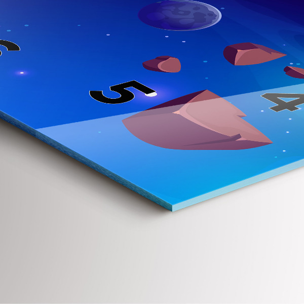 Ceas pătrat de perete din sticlă Planete galaxie