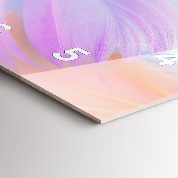 Ceas pătrat de perete din sticlă Pene colorate