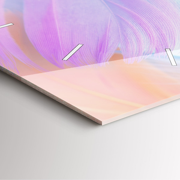 Ceas pătrat de perete din sticlă Pene colorate