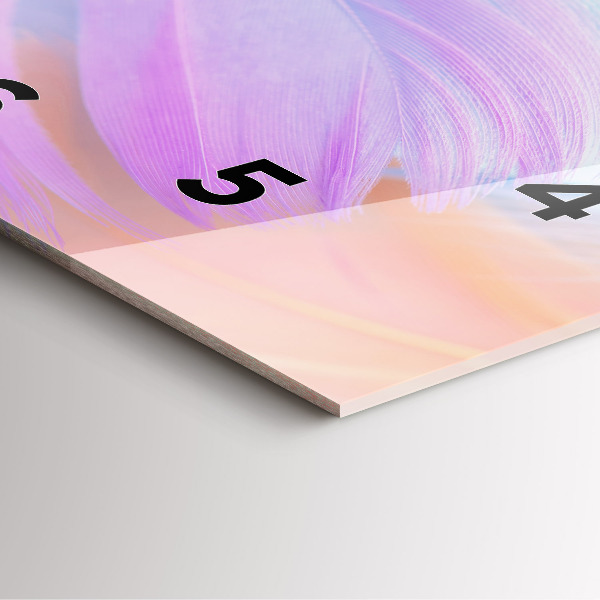 Ceas pătrat de perete din sticlă Pene colorate