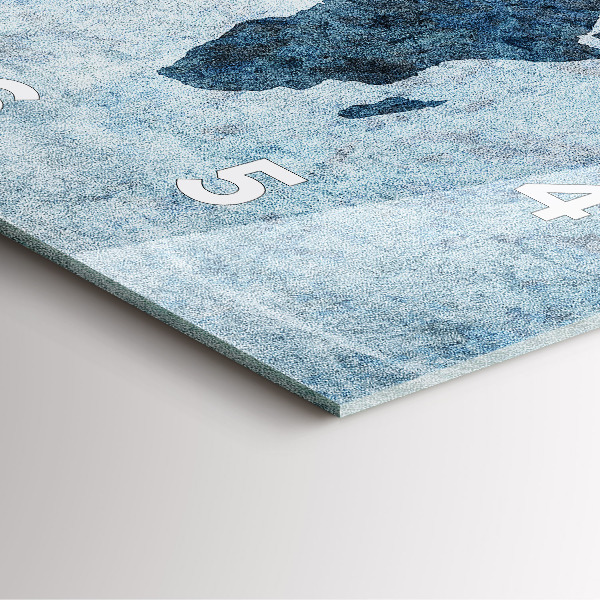 Ceas pătrat de perete din sticlă Harta lumii pictată