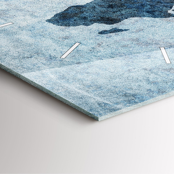 Ceas pătrat de perete din sticlă Harta lumii pictată