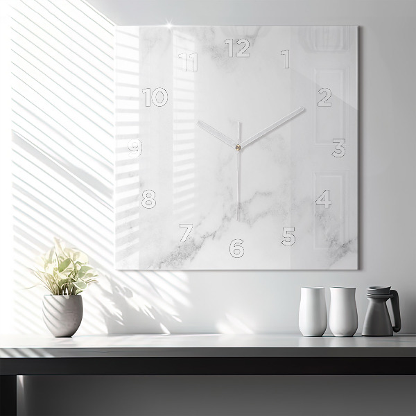 Ceas pătrat de perete din sticlă Marmură elegantă