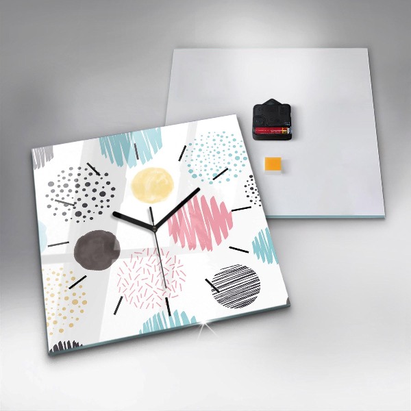 Ceas pătrat de perete din sticlă Model geometric