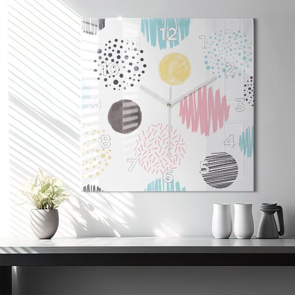 Ceas pătrat de perete din sticlă Model geometric