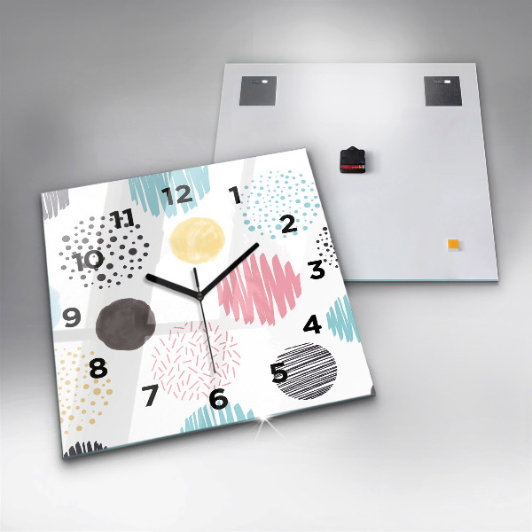 Ceas pătrat de perete din sticlă Model geometric