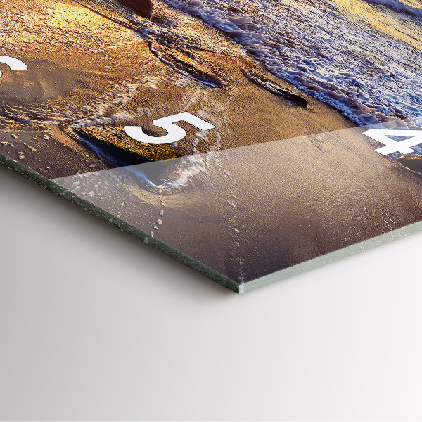 Ceas pătrat de perete din sticlă Apus de soare pe plajă