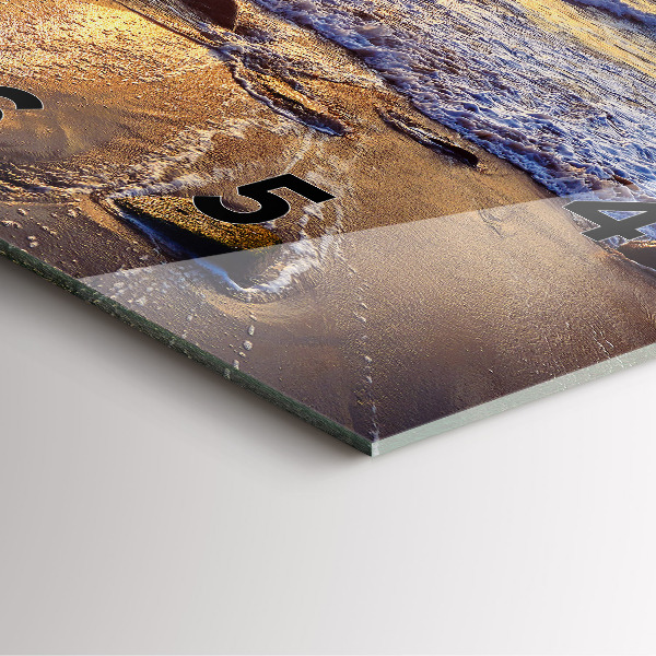 Ceas pătrat de perete din sticlă Apus de soare pe plajă