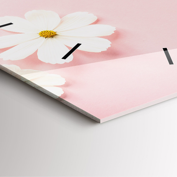 Ceas pătrat de perete din sticlă Flori de margarete