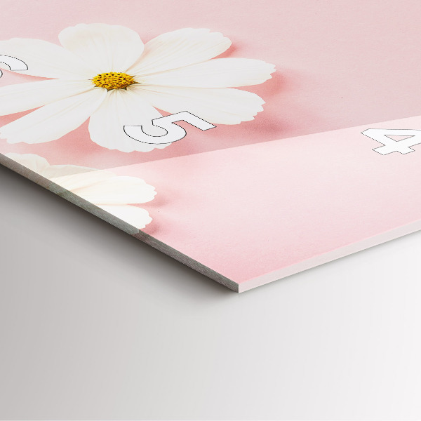 Ceas pătrat de perete din sticlă Flori de margarete