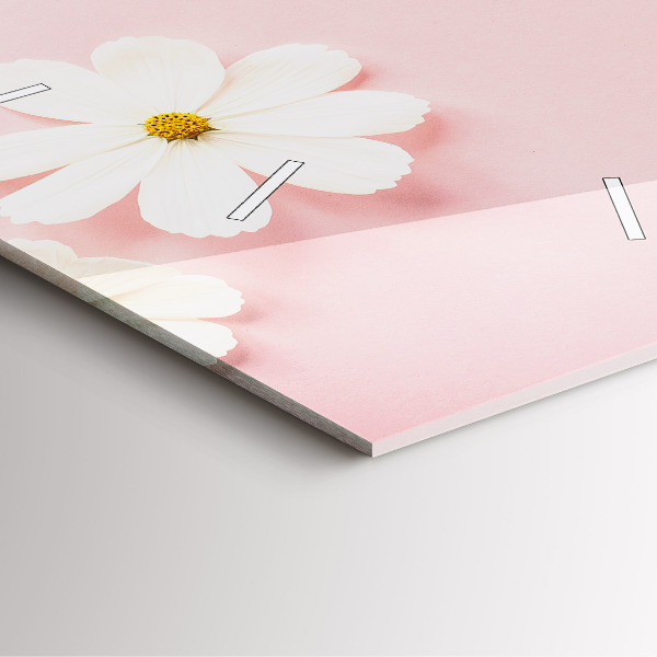 Ceas pătrat de perete din sticlă Flori de margarete