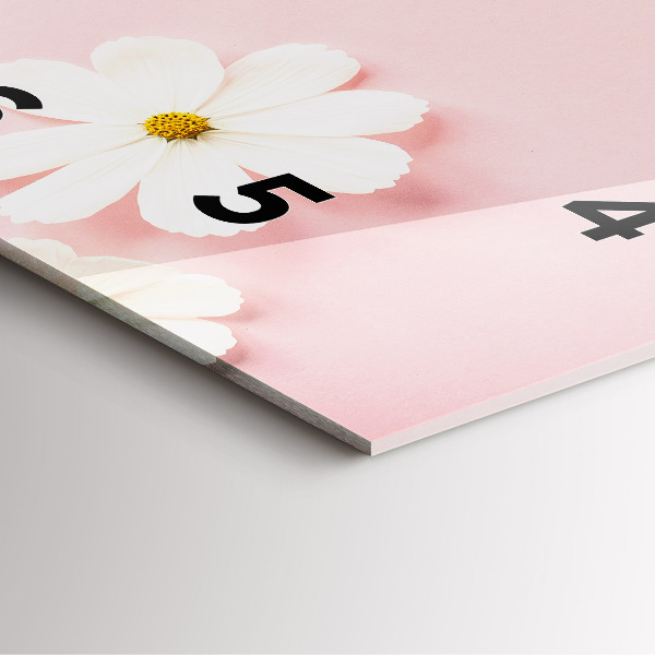 Ceas pătrat de perete din sticlă Flori de margarete