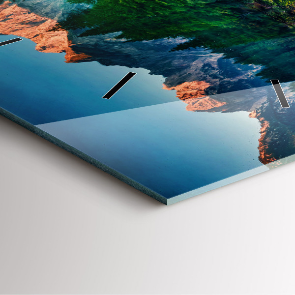 Ceas pătrat de perete din sticlă Peisajul lacului