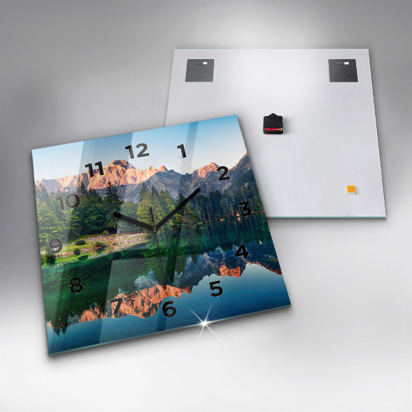 Ceas pătrat de perete din sticlă Peisajul lacului