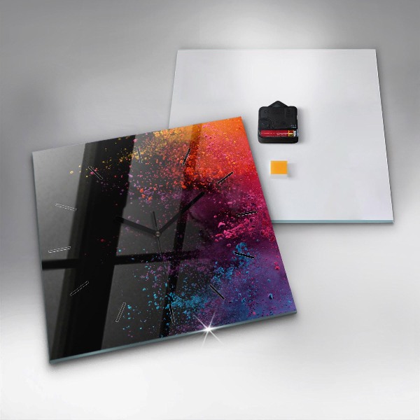 Ceas pătrat de perete din sticlă O explozie de culori