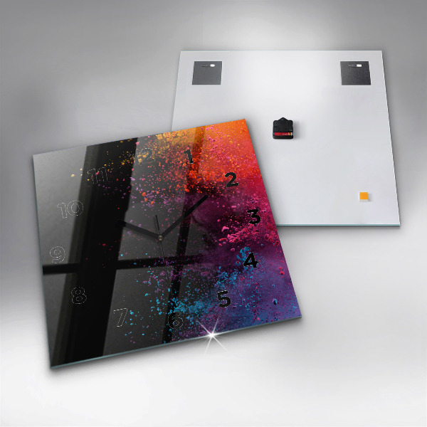 Ceas pătrat de perete din sticlă O explozie de culori