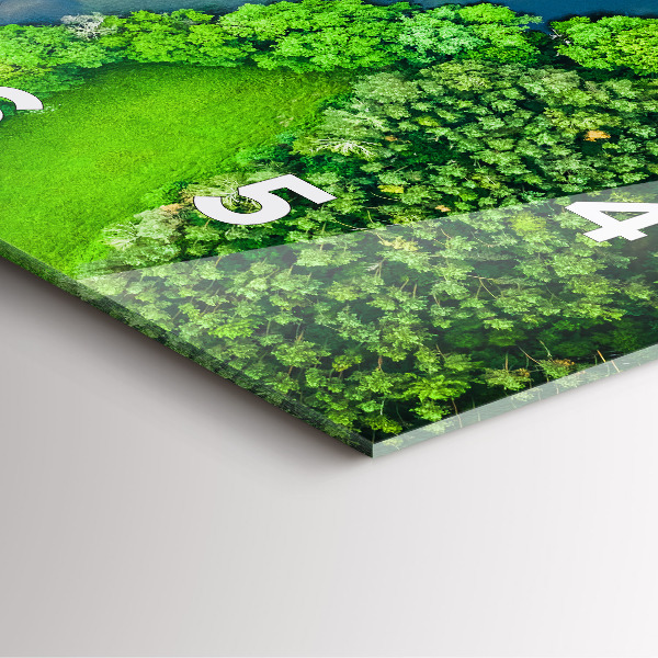 Ceas pătrat de perete din sticlă Râu în pădure